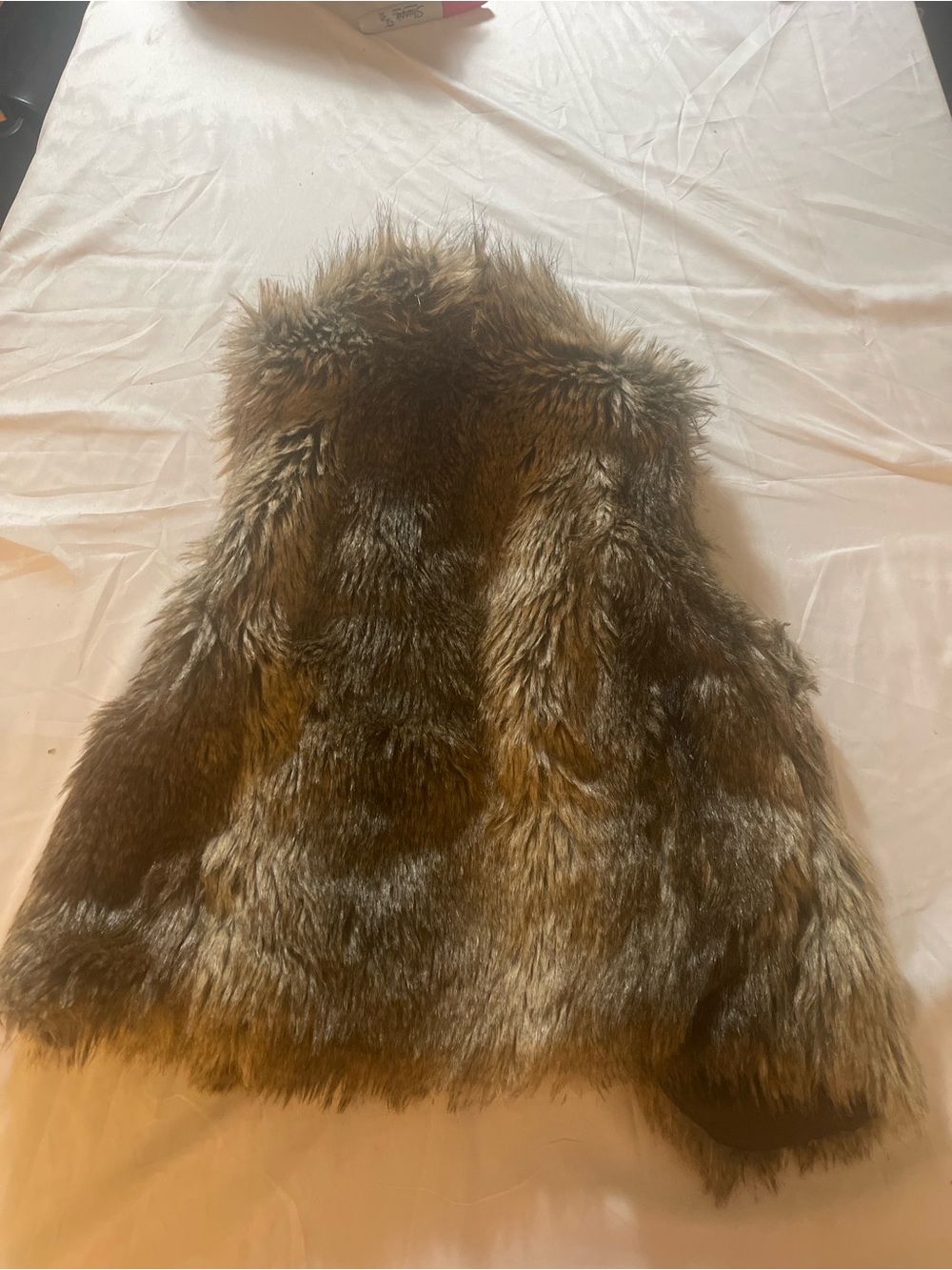 EXPRESS Faux Fur Vest Women Small Brown Open Front Boho Winter Layering - Picture 13 of 16